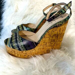 Nicole Miller New York Wedges, Size 10M, multi color